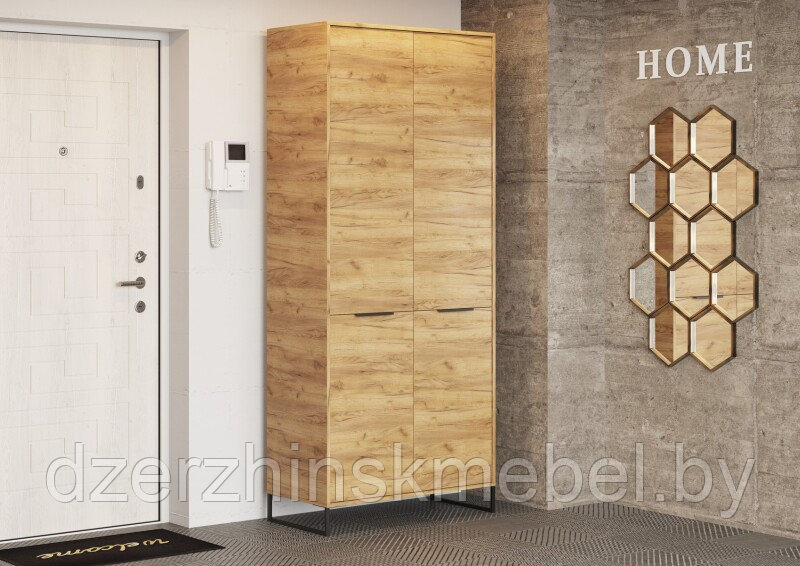 Шкаф 2-створчатый Лофт ШК-003 дуб крафт золотой