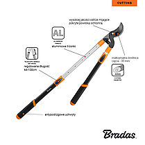 Секатор для ветвей двуручный Bradas V-SERIES-P, телескопические ручки 66-100см.(диаметр среза 30 мм), фото 3