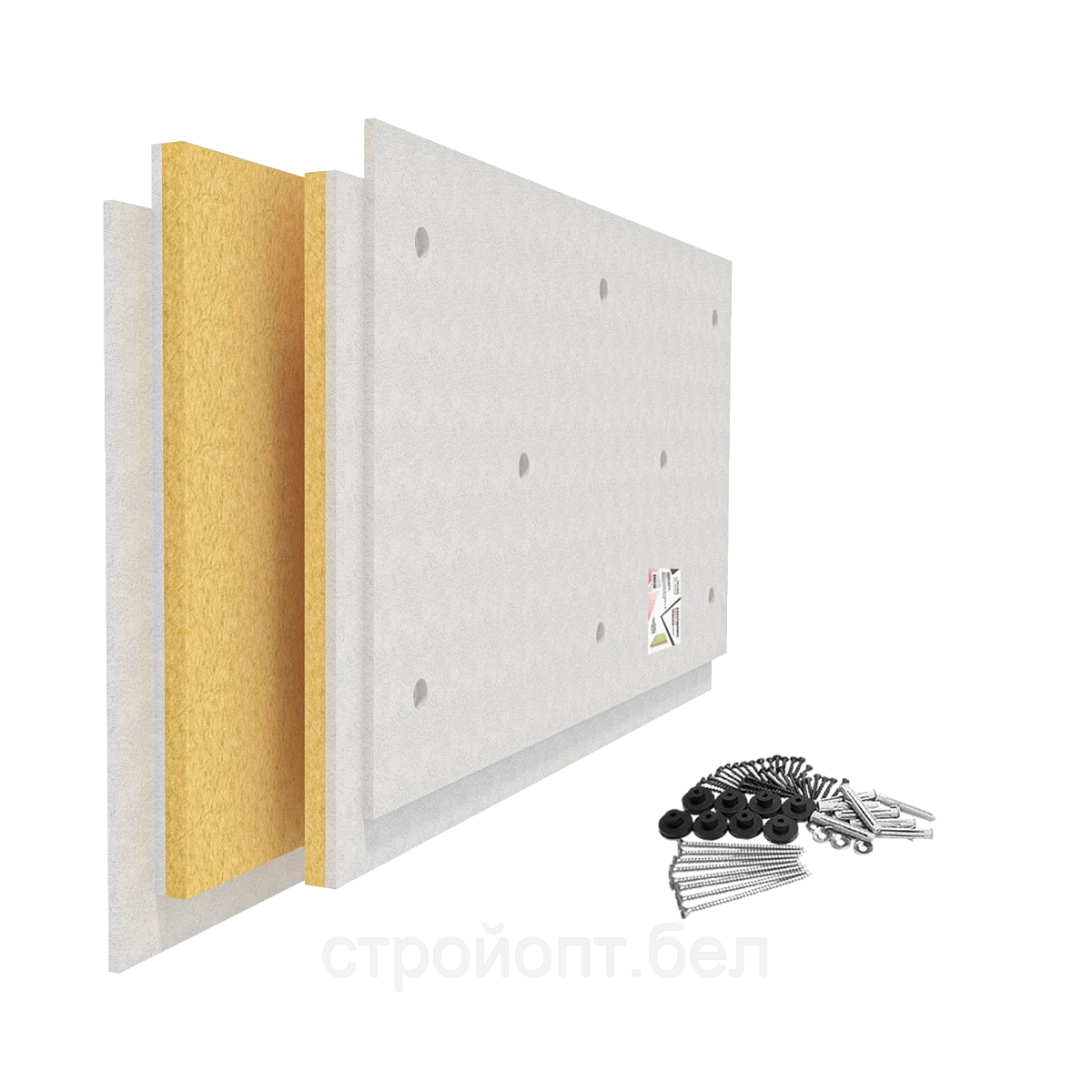 Панель звукоизоляционная с крепежом АкустикГипс Basic 1,2м * 0,6м * 40мм, РФ