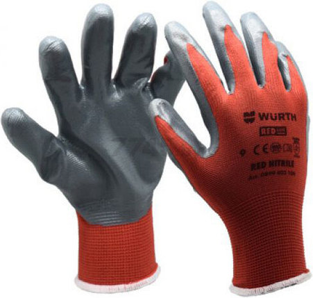 Перчатки трикотажные с нитриловым покрытием WURTH Red Nitrile размер 10, арт. 0899403110, фото 2
