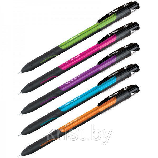 Ручка шариковая Berlingo Color Zone stik, линия 0,7мм, синяя, ассорти