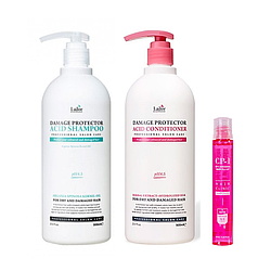 ШАМПУНЬ И КОНДИЦИОНЕР ДЛЯ ПОВРЕЖДЕННЫХ ВОЛОС LADOR DAMAGE PROTECTOR ACID SHAMPOO & CONDITIONER, 2 X 900МЛ