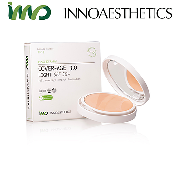 Солнцезащитная крем-пудра Innoaesthetics INNO-DERMA COVER-AGE 3.0 SPF50+ Тон Light светлый