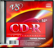 Диск CD-R VS, 700MB, 52x, Slim Case (1 штука)