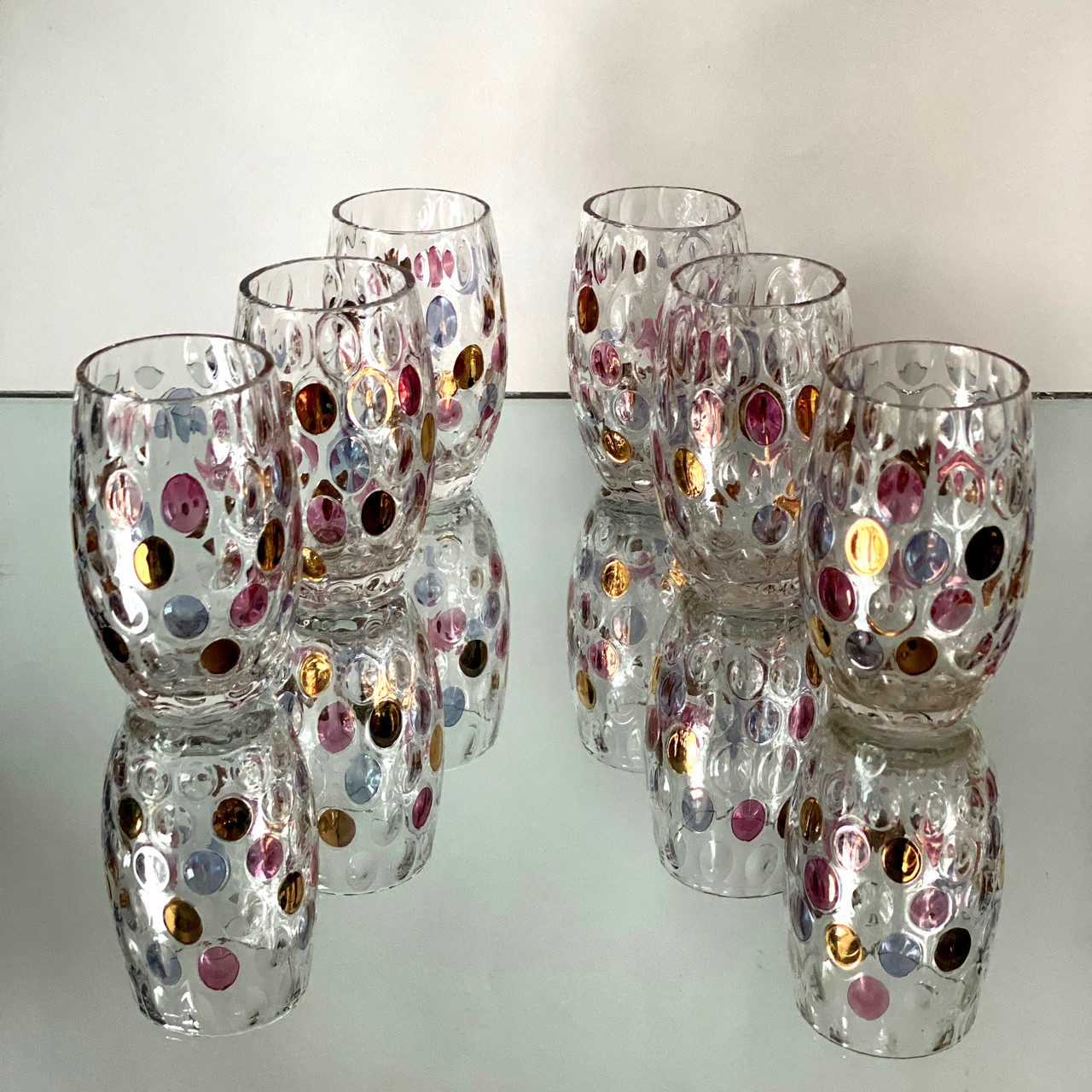 Стаканы для напитков Colored bubbles, Чехословакия, винтаж