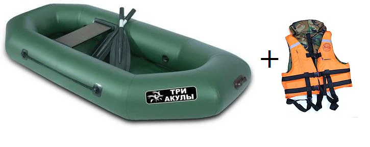 Лодка ПВХ «ТРИ АКУЛЫ» LTA 200 гр (гребки), одноместная+ жилет в подарок!