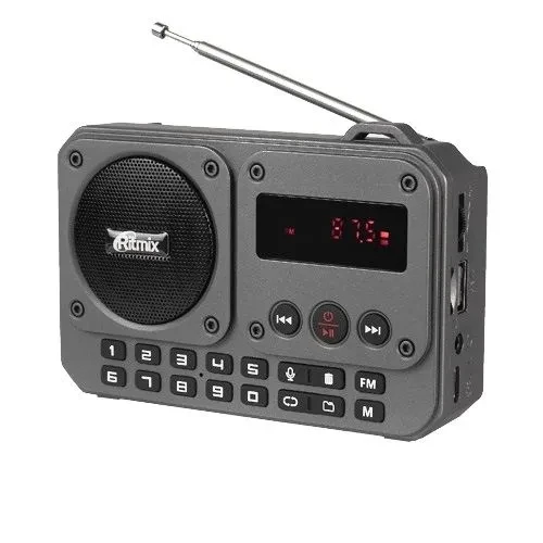 Радиоприёмник Ritmix RPR-010, 5Вт, FM, Bluetooth, USB, MicroSD, выход на наушники, диктофон, аккумулятор