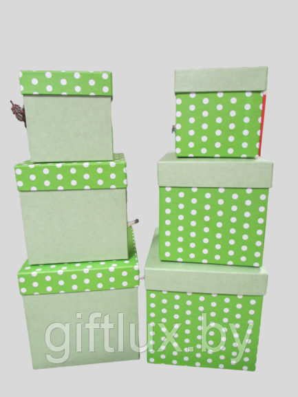 Коробка подарочная "Куб "Горох" ,набор (3шт.) 10*10см,13*13см, 15*15см