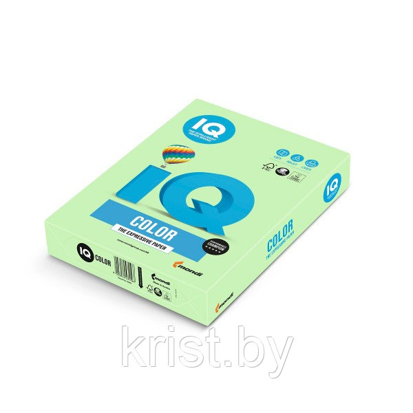 Бумага цветная IQ COLOR, А3, 80г/м2, 500л, пастель, зелёная