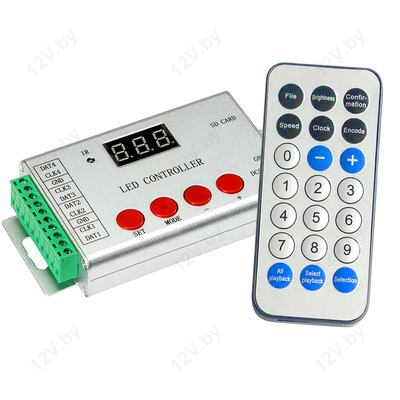 Контроллер HX-802SE-2 (Arlight, 5-24V, 6144 pix, SD-карта, ПДУ) [L]