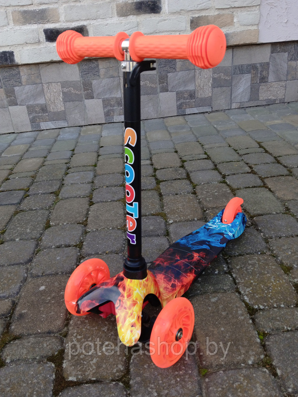 Самокат трехколесный Scooter огонь и лёд 038Z, от 2 лет