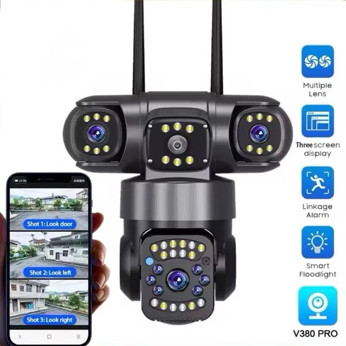 Уличная беспроводная камера 4G LTE Smart Camera V380 Pro 4 в 1 (4 объектива)