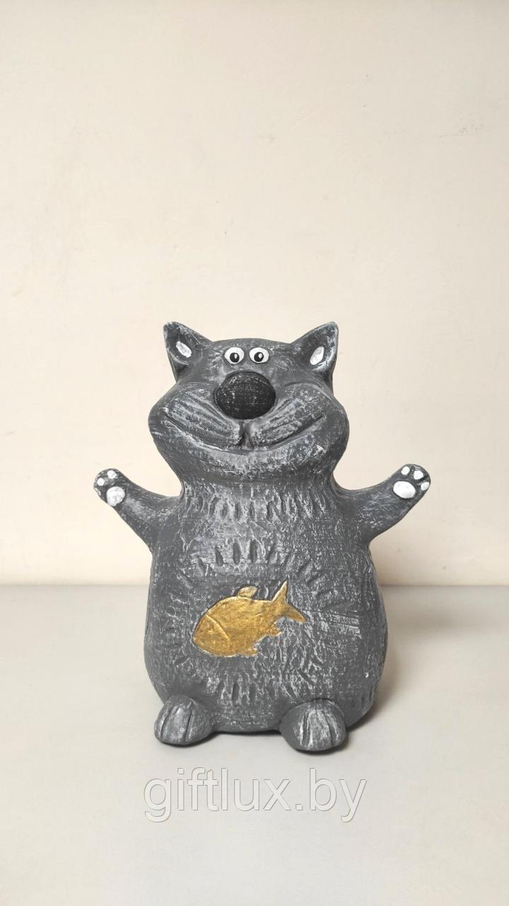 Сувенир-копилка Кот с рыбкой, гипс, 21*20*17 см