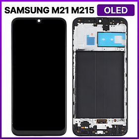 Экран для Samsung M21 (M215) в раме (OLED), черный