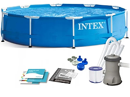Каркасный бассейн Intex 305×76см с фильтр-насосом 1250 л/ч, тентом и альгитинн, арт. 28202 в наборе