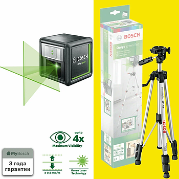 Лазерный нивелир Quigo green + штатив BOSCH (0603663C01)