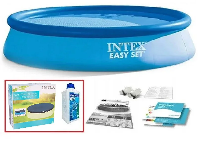 Набор!!! Надувной бассейн Intex EASY SET 366x76 см, с тентом и альгитинн, арт. 28130 в наборе