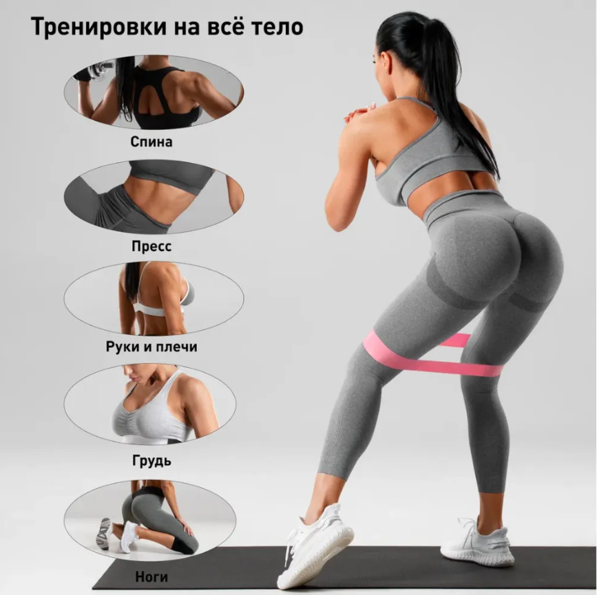 Фитнес резинки (набор 5 шт) + чехол
