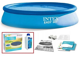 Набор!!! Надувной бассейн Intex easy set 305x76см, с тентом и альгитинн, арт. 28120 в наборе