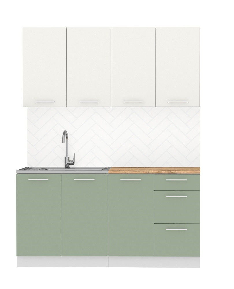 Кухня готовая Оля 1.4м МДФ Велютто ванила - Велютто фисташка