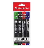 Маркеры для бумажного флипчарта, НАБОР 4 ЦВЕТА, НЕПРОПИТЫВАЮЩИЕ, 2,5 мм