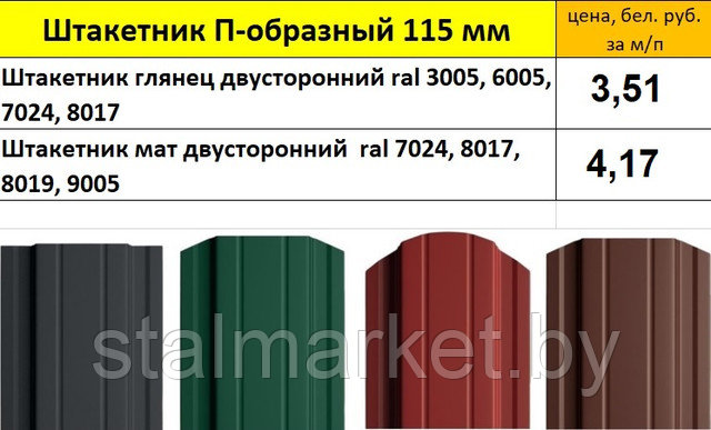 Прайс штакетник 115 мм