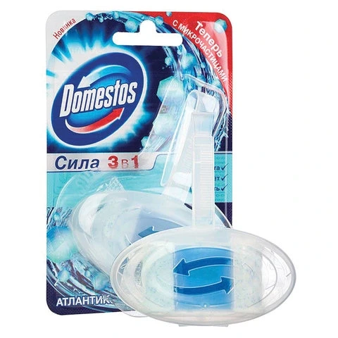 Блок туалетный подвесной твердый 40г DOMESTOS (Доместос) "Атлантик", основной блок, 602271, РФ