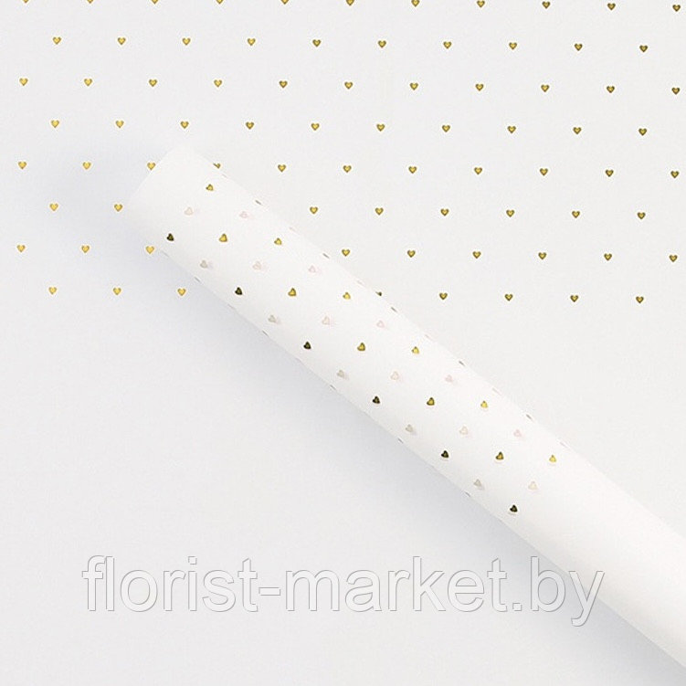 Пленка "Россыпь сердец", 50 мкм, 58*58 см, 20 л/уп., белый