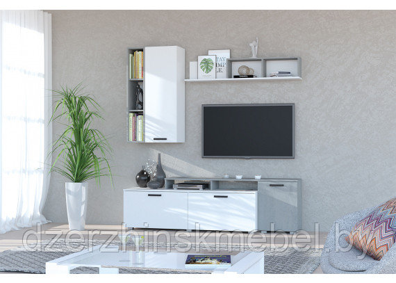 Гостиная Эльза (набор 1) бетонный камень/белый шагрень