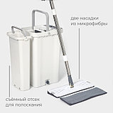 Швабра с отжимом и ведро Raccoon: ведро с отсеками для полоскания и отжима 13 л, швабра плоская, запасная, фото 2