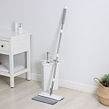 Швабра с отжимом и ведро Raccoon: ведро с отсеками для полоскания и отжима 13 л, швабра плоская, запасная, фото 5