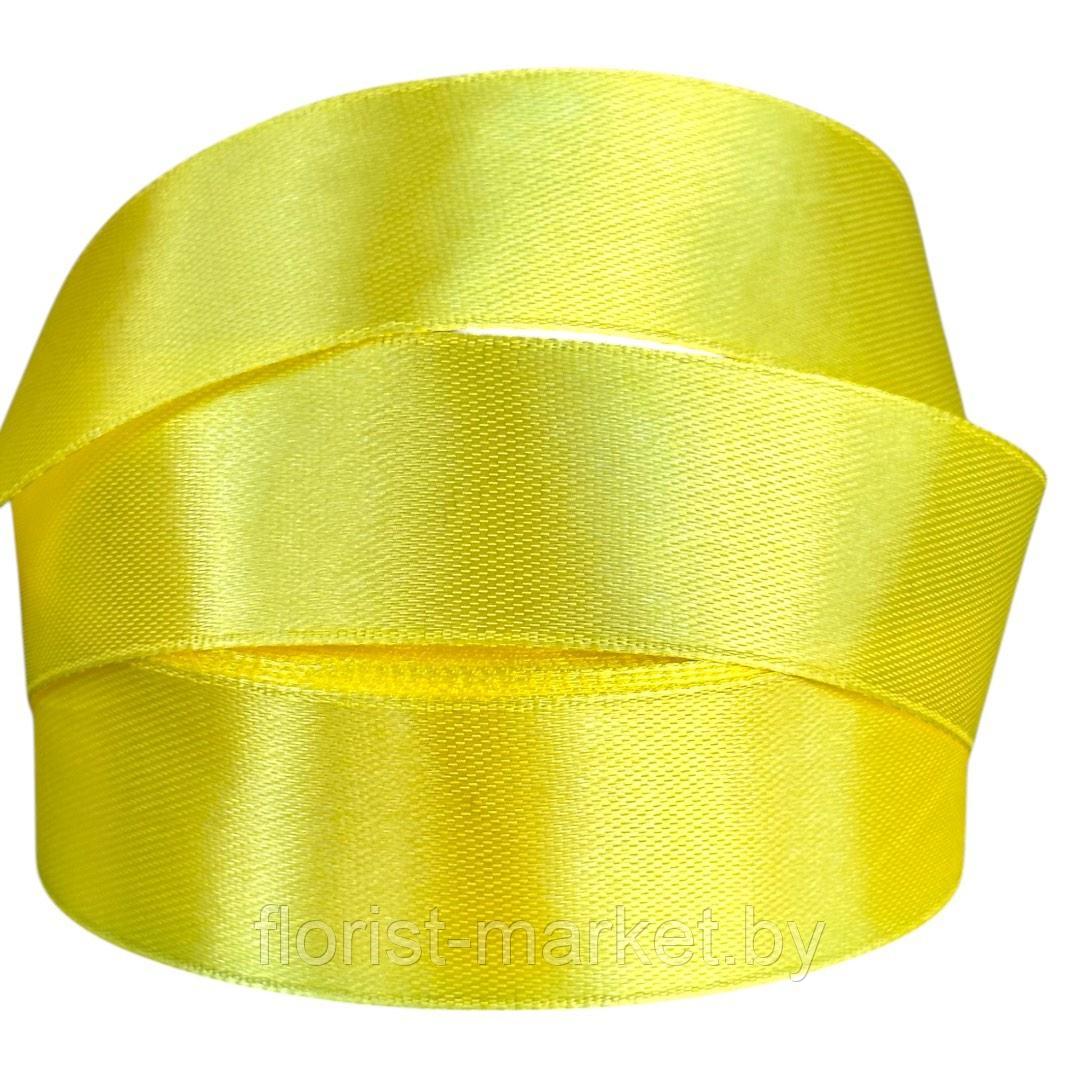 Лента атласная, 25 мм*23 м, лимонный