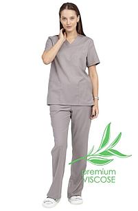 Медицинская женская блуза вискоза (цвет серый)