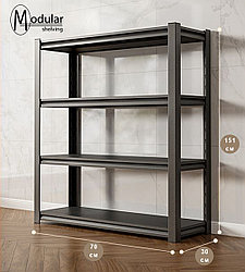Стеллаж метеллический безболтовой 4 полки 151*30*70 см черный