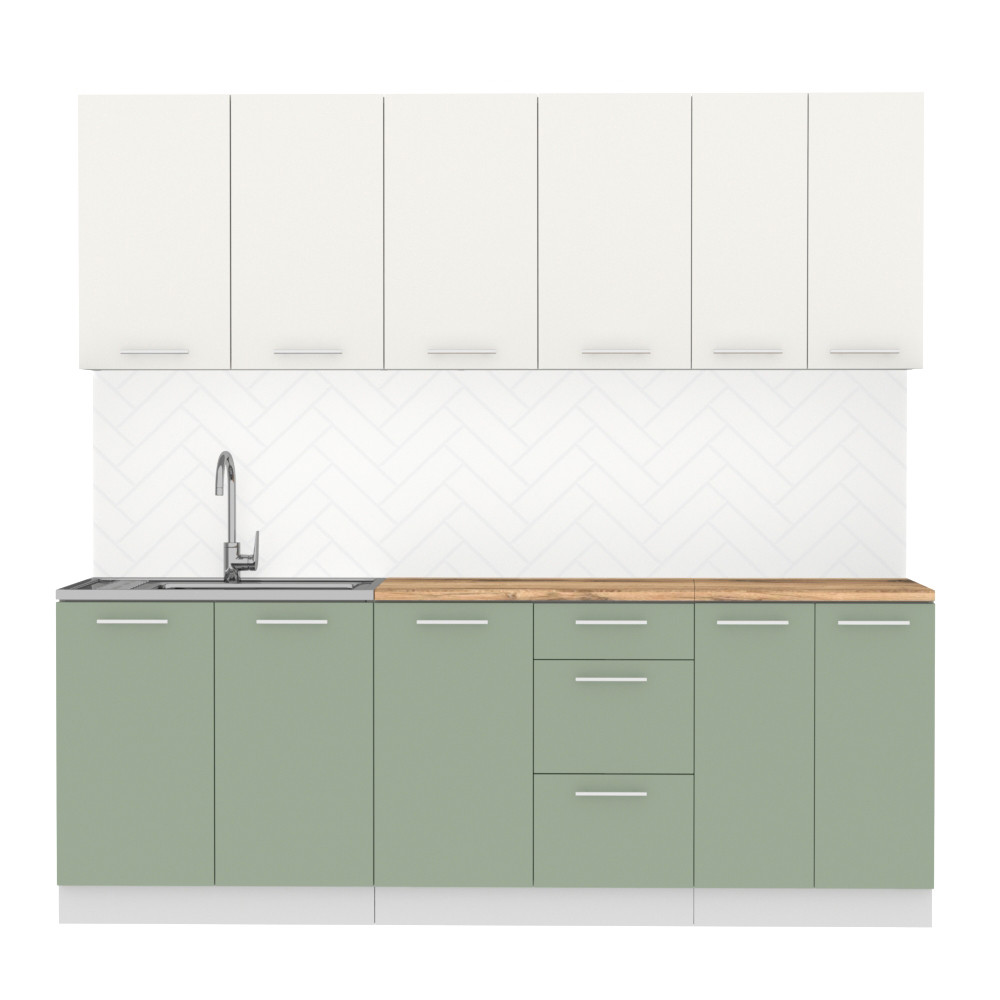 Кухня Оля 1.6 МДФ Велютто ванила - Велютто фисташка