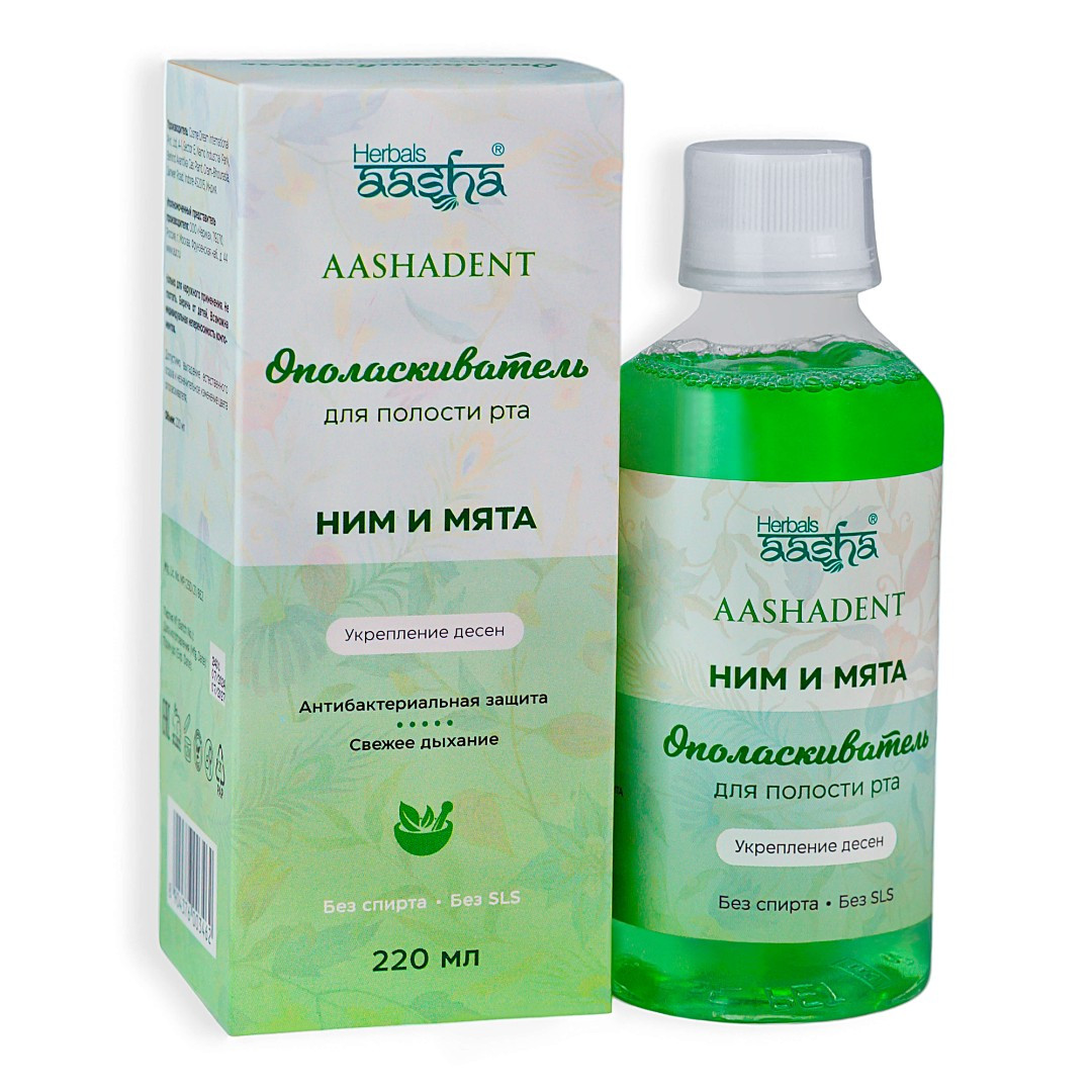 Ополаскиватель для полости рта Ним и Мята, Aasha Herbals 220 мл