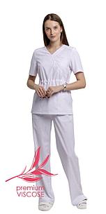 Медицинская женская блуза вискоза (цвет белый)