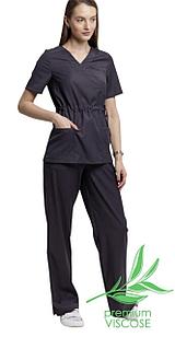 Медицинская женская блуза вискоза (цвет серый)