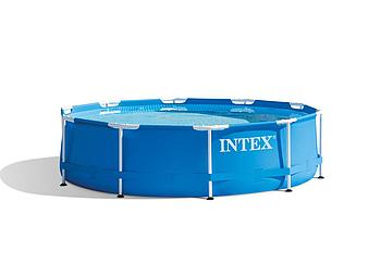 28242 Каркасный бассейн Intex Metal Frame 457 х 122 см, фильтр-насос, лестница, тент, подстилка