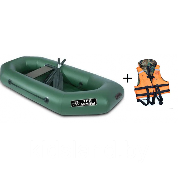 Лодка ПВХ «ТРИ АКУЛЫ» LTA 175 гр (гребки) одноместная, (175х100х29)+жилет в подарок!