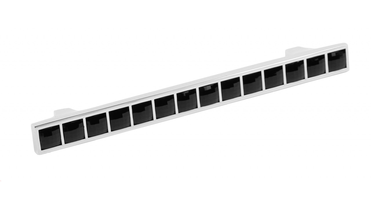 Мебельная ручка CRYSTAL RS420CP/CrBl.4/128