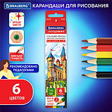 Карандаши цветные мягкие BRAUBERG АКАДЕМИЯ, 6 цветов, шестигранные, грифель 3 мм, натуральное дерево, 181863, фото 6