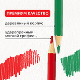 Карандаши цветные мягкие BRAUBERG АКАДЕМИЯ, 6 цветов, шестигранные, грифель 3 мм, натуральное дерево, 181863, фото 8