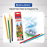 Карандаши цветные мягкие BRAUBERG АКАДЕМИЯ, 6 цветов, шестигранные, грифель 3 мм, натуральное дерево, 181863, фото 10