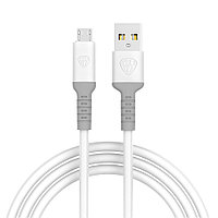 BY Кабель для зарядки Powerful Micro USB, 1м, 3A, QC 3.0, силиконовая оплетка, белый