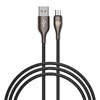 BY Кабель для зарядки Керамика Micro USB, 1м, 3А, Быстрая зарядка QC3.0, тканевая оплётка, черный