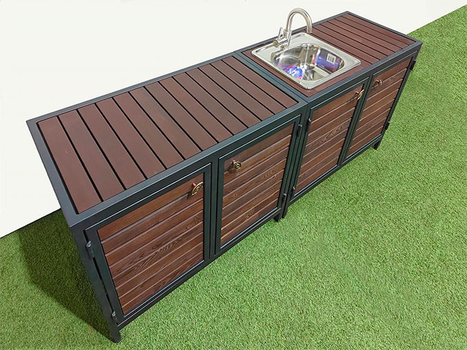 Кухня из двух модулей с мойкой, бруски сосна DPG2100