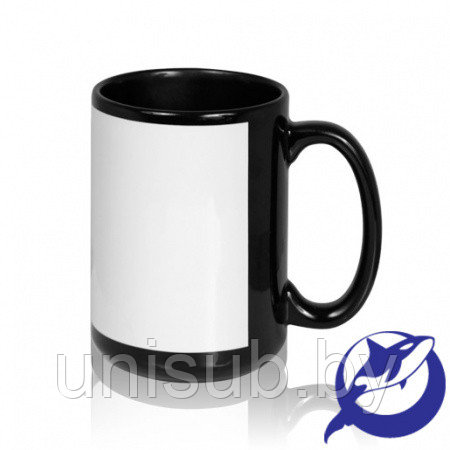 Кружка полноцветная ЧЕРНАЯ с белым полем для печати премиум, 480мл