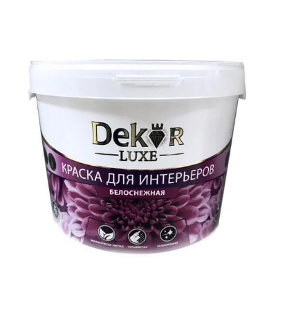 Краска ВД-АК 216 "DEKOR" для интерьеров белоснежная 14 кг