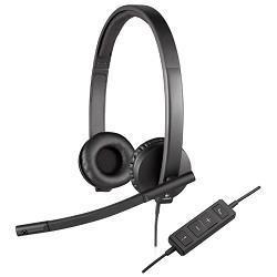 Гарнитура Logitech H570e, для компьютера, накладные, проводные, черный [981-000575]